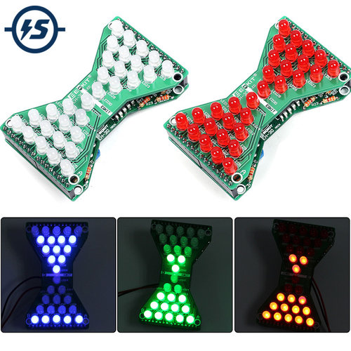 DC 5V LED Hourglass DIY Kit Adjustable Speed Red Blue Green