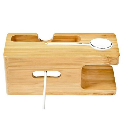 Charging Dock Station Bamboo Wood Holder for iPhone 11 Pro x