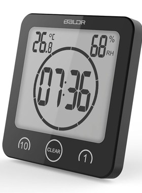 LCD Screen Digital Wall Clock Bathroom Temperature Humidity