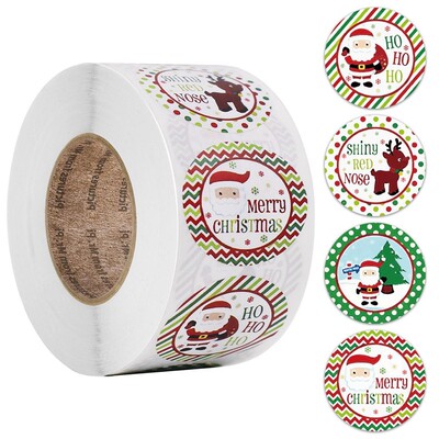 100 500pcs/roll Christmas Sticker Seal Labels Stickers 4 De