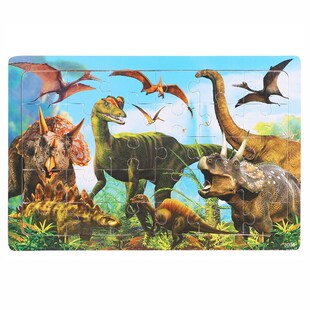30Pieces Animals Dinosaur Puzzle Wooden Preschool Kids Baby