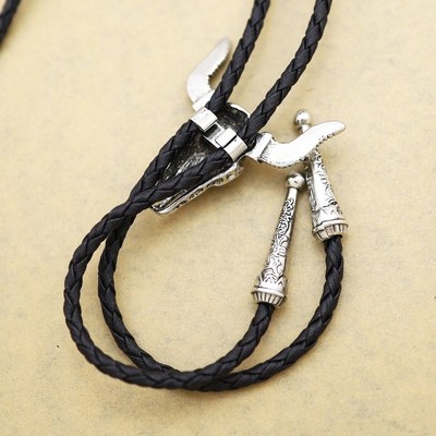 Men Cow Skull Texas Bolo Bola Tie Necktie Necklace Rodeo Lo