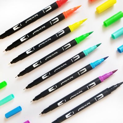 12 120 Color Dual Brush Art Marker Pens Fine Tip and Brush