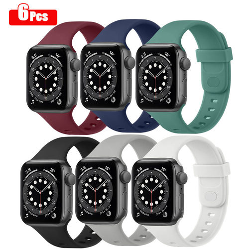6pcs/lot Silicone Strap For Apple Watch series 7 6 5 4 3 2