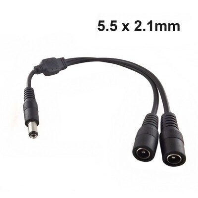 Mayitr 1pc Coaxial DC Power Cable 5.5x2.1mm 1 Male Plug To 2
