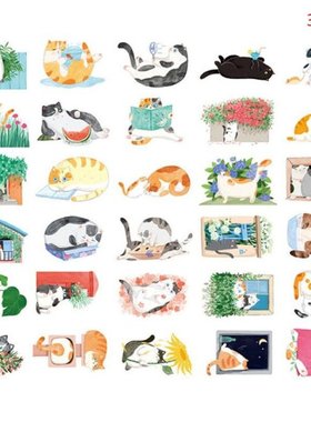 Postcard Hand-Painted Cat Shape Cat Backyard Cute Hand-Paint
