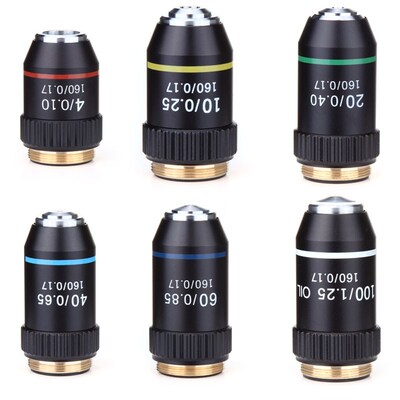195 Black Achromatic Objective 4X 10X 20X 40X 60X 100X High