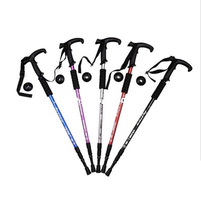 1 Pair Alpenstock Walking Stick Folding Trekking Poles Hikin