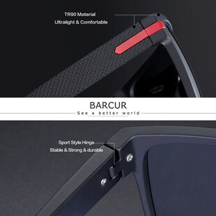 BARCUR Oversized Polarized Sunglasses Men Square Sun glasse