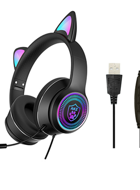 Noise Cancelling HiFi Stereo Travel Cat Ear USB Wired Foldab