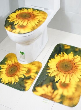 3Pcs/set Bathroom Mat Set Toilet Rug Ocean World Flannel An