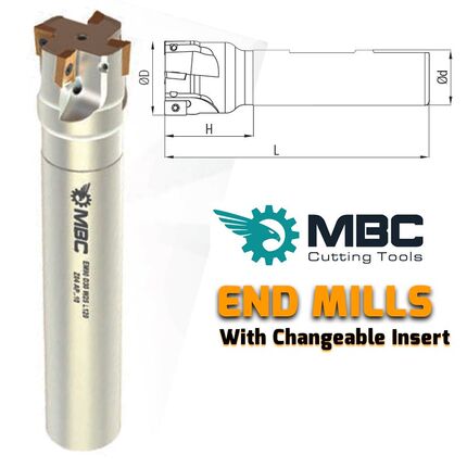 END MILL  APKT 1003  Stock Code 21 (S) ISO  EM90 D20 W20 L10