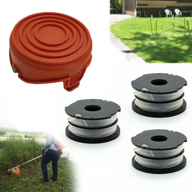1*Strimmer Spool Cover Cap + 3*Line Spools For Black & D
