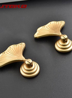 Gold Leaf 1 Piece Brass Handles Furniture Cabint Pulls Luxur