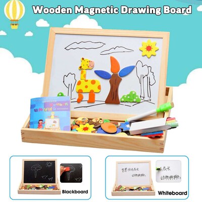 Wooden Magnetic Whiteboard Puzzle Toys Kids Early Educationa