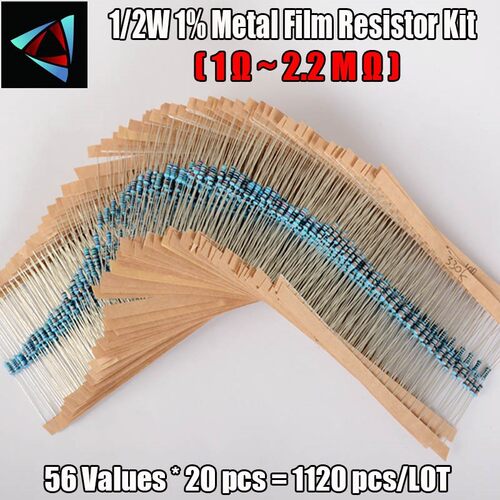 1120pcs 1/2W 0.5Watt 1% 1-2.2M ohm 56Values Metal Film Resis