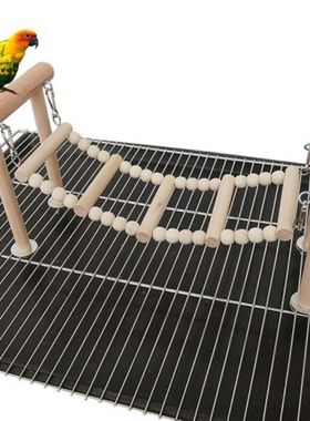 Wooden Parrot Perches Stand Toys Swing Climbing Ladder Toy P