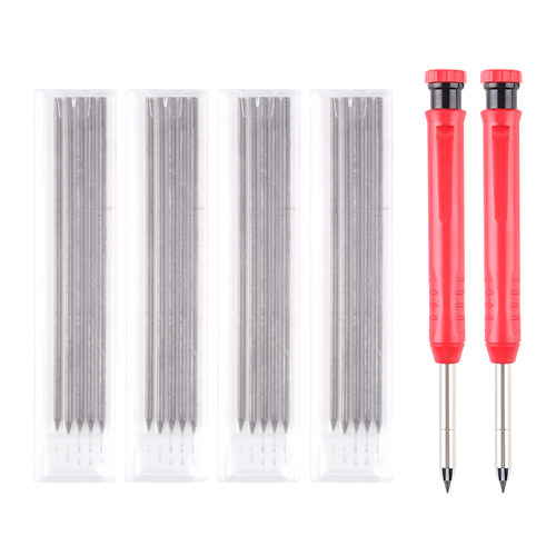 2pcs Built-in Sharpener Carpenter Pencil with 24 Refill Wood