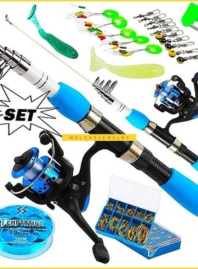 Fishing Rod Full Kits with elescopic Fishing Rod and Spinni