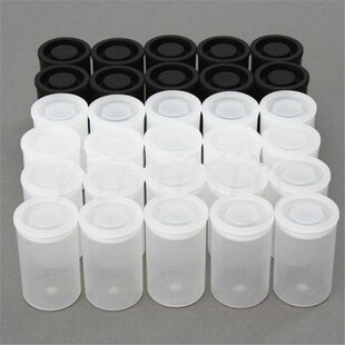 10pcs Plastic Empty Black/White Bottle 35mm Film Cans Canis