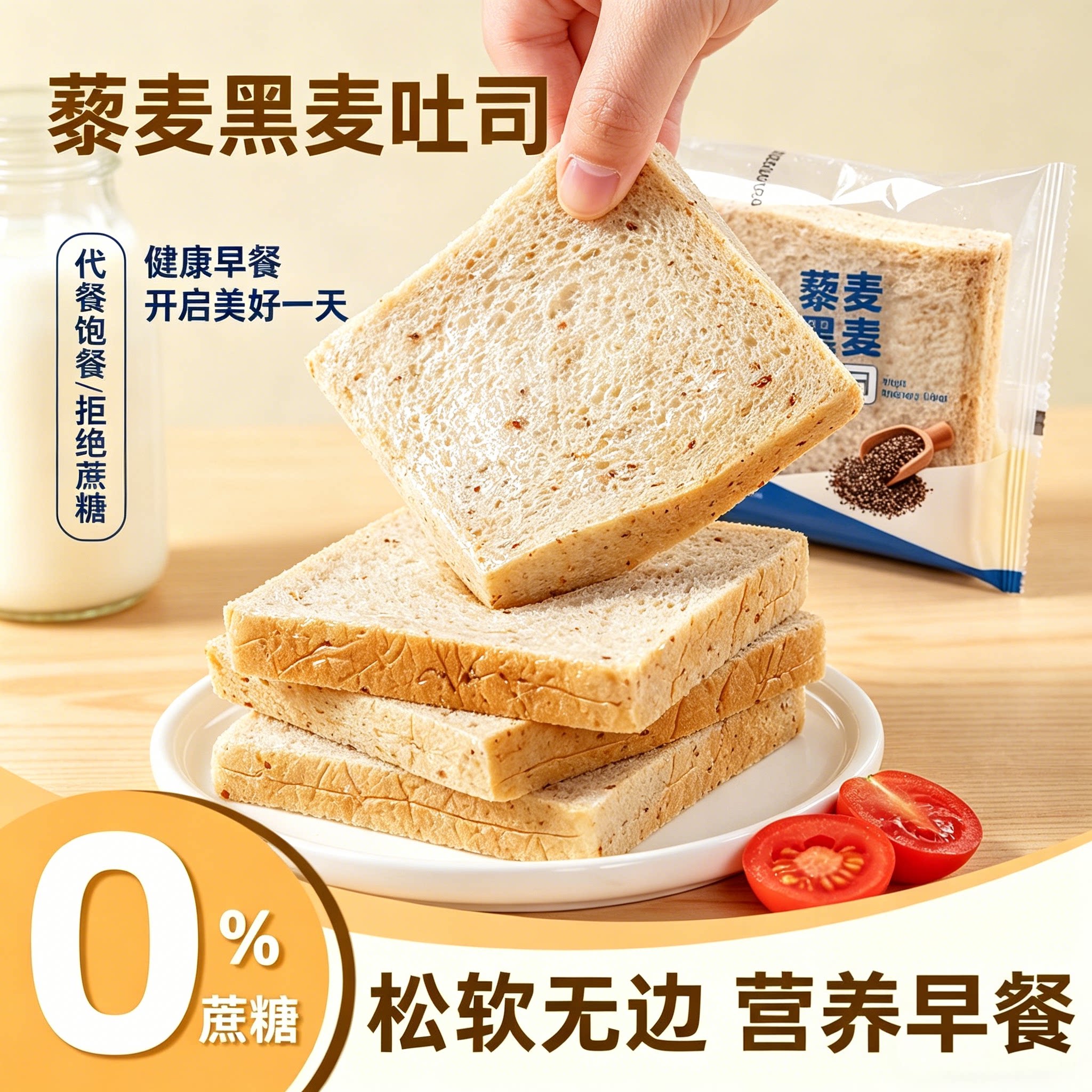 早餐藜麦无边吐司休闲零食整箱图片