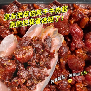 网红爆款牛肉筋内蒙古特产下酒菜风干牛肉干边角料连筋带肉即食