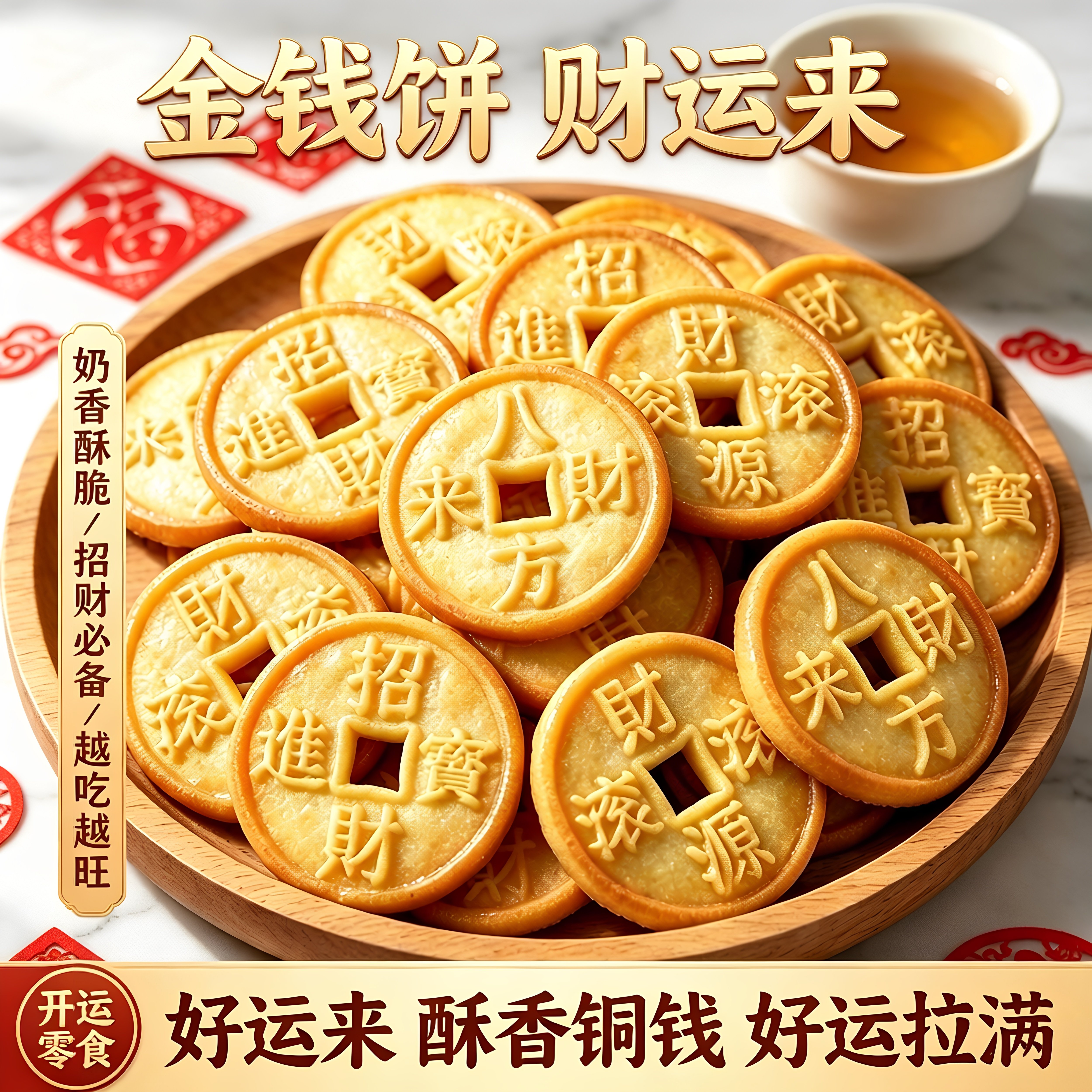 来财金钱饼甄选小麦粉全脂乳粉