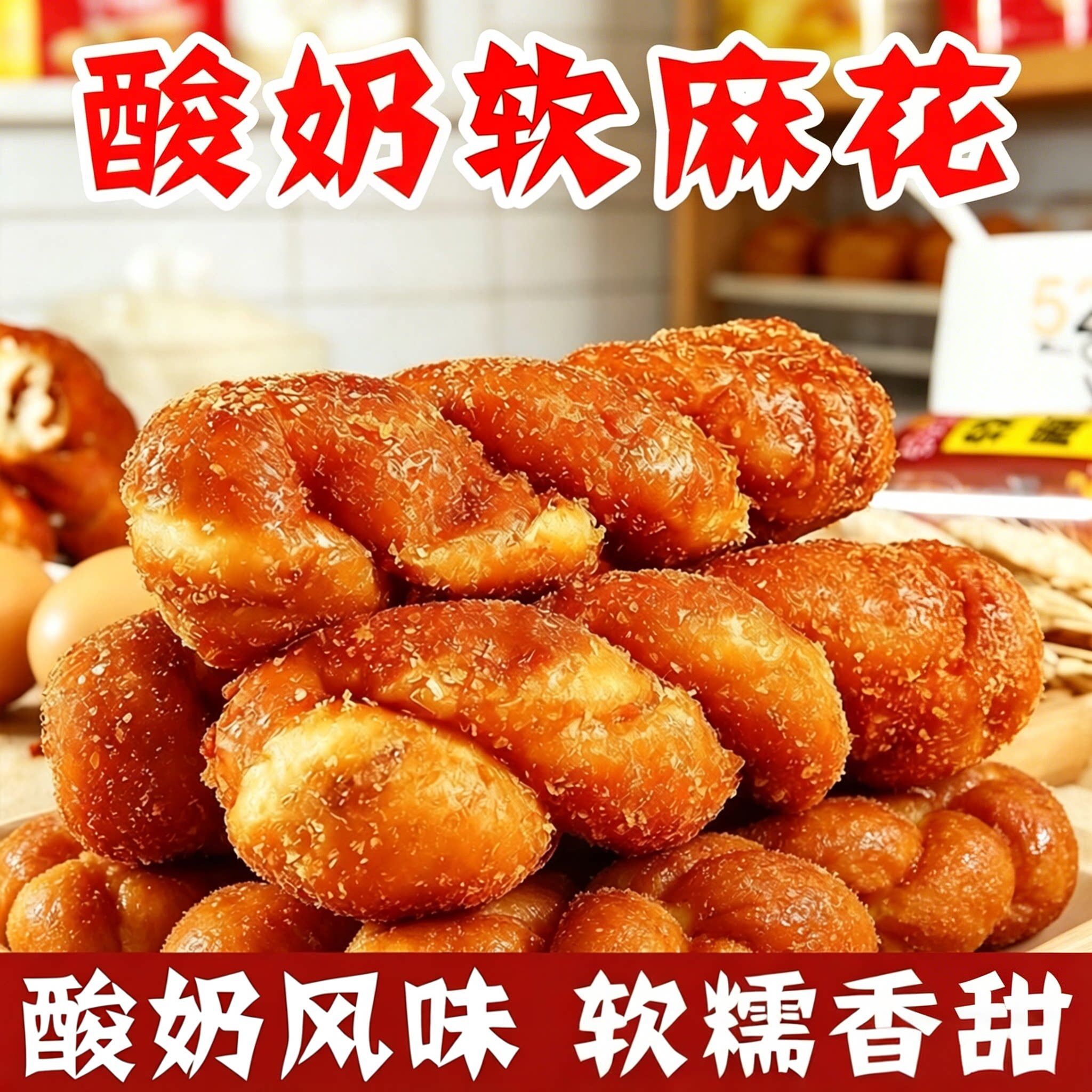 酸奶味大软麻花手撕面包早餐豆沙紫薯夹心解馋小吃零食整箱
