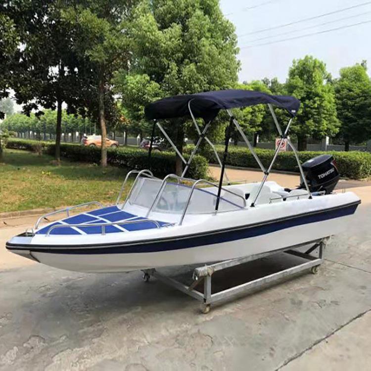 玻璃钢快艇商务休闲敞开半全棚执法艇钓鱼船工作艇送货