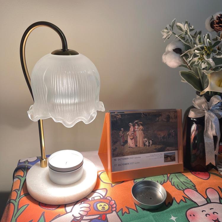 定时调光香薰灯熔蜡烛融蜡台灯大理石融烛灯家用创意台灯礼品幽兰