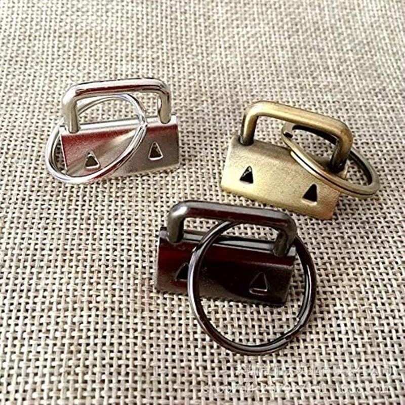 跨境货源 46件3色织带尾夹25mm带钥匙圈尾夹金属箱包配件织带夹子