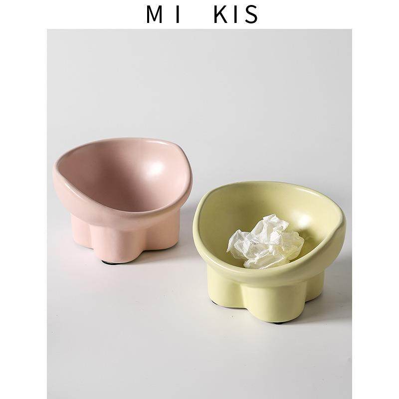 可爱桌面垃圾桶客厅茶几创意陶瓷无盖收纳桶卧室家用桌上小号餐桌