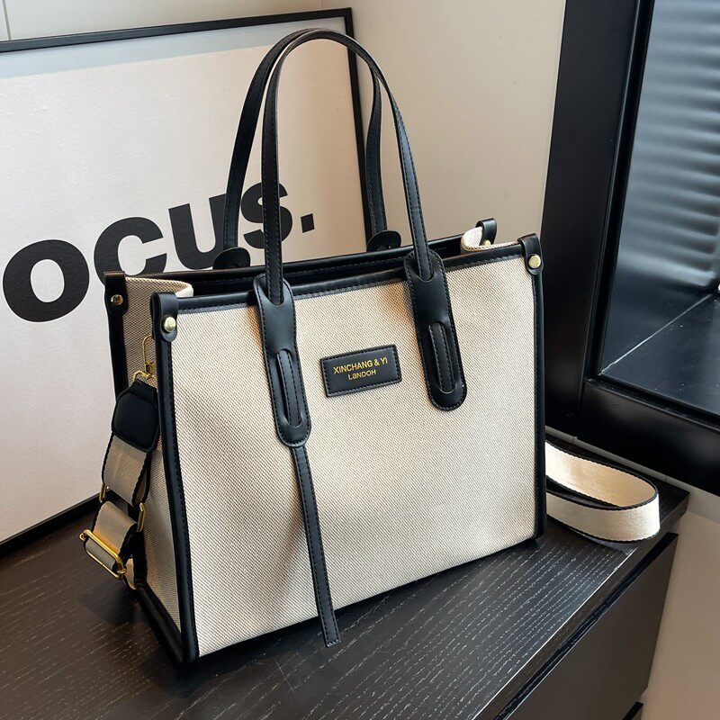 大容量帆布包女2026新款高级感百搭宽带斜挎包洋气手提托节日礼品