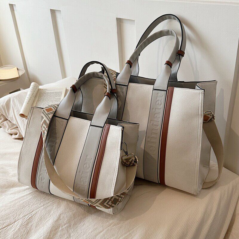 高级感大容量帆布包包女网红百搭宽带斜挎包上班通勤包手节日礼品