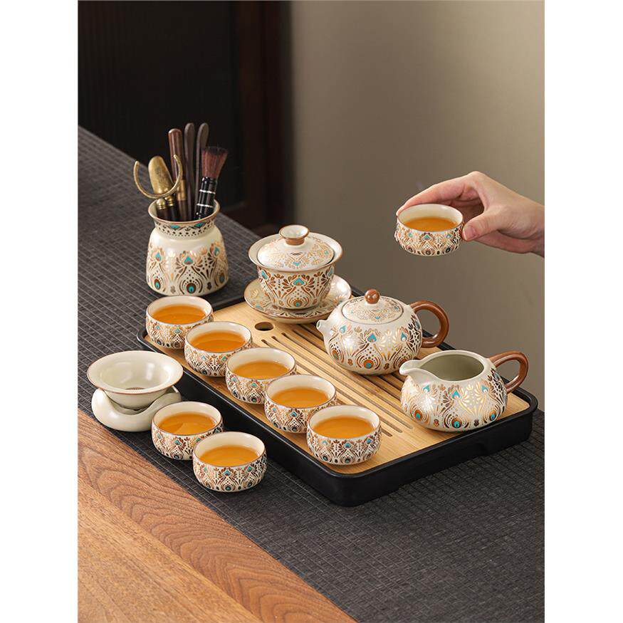 汝窑功夫茶具套装家用2026新款轻奢高档泡茶壶茶杯子喝茶节日礼品