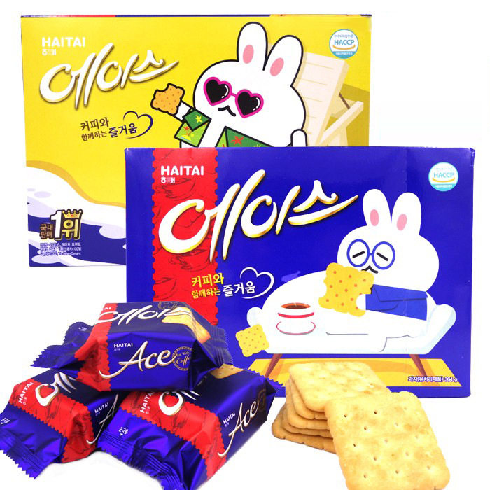 进口韩国海太ACE苏打饼干364g咸味代餐薄脆营养零食整箱4.4产盒装