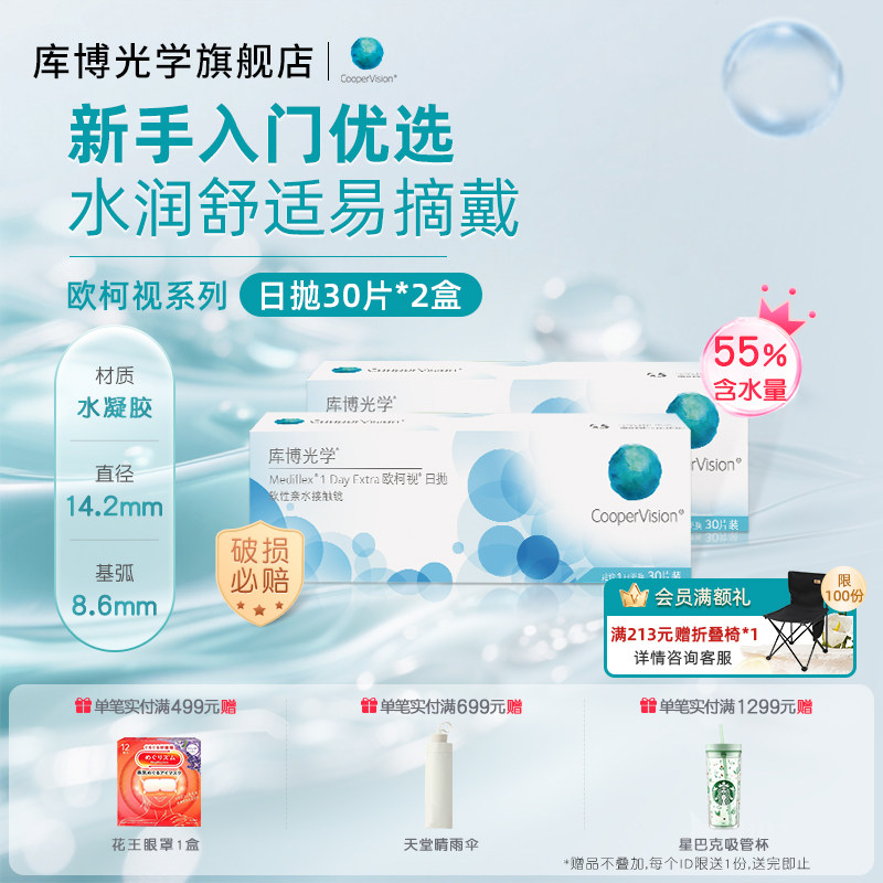 【30片*2盒】库博光学欧柯视日抛30片隐形近视眼镜新手入门日抛 - 实物图