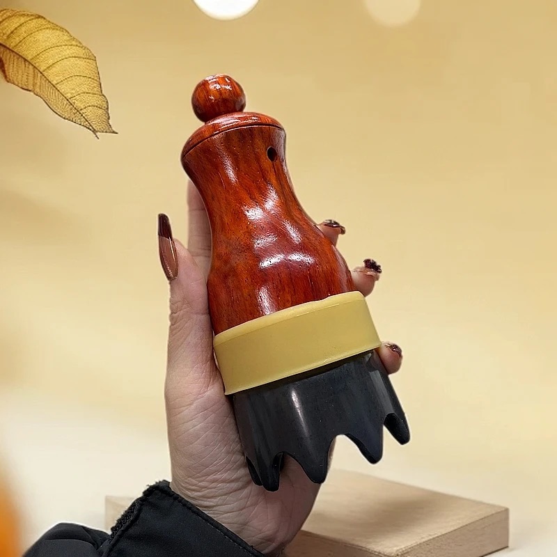 砭石头疗头部艾灸罐经络刷刮痧器拨筋按摩雷火灸器温灸器全家可用