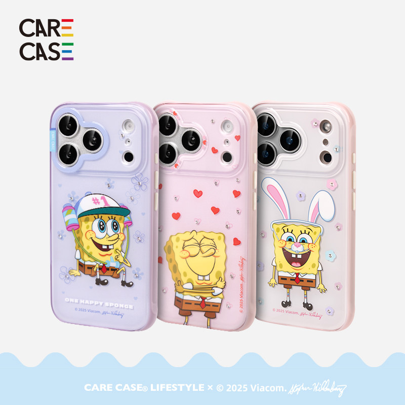 CARECASE｜海绵宝宝联名手机壳 钻石系列 适用于苹果iPhone 17 16 15 Pro Max 独立按键 卡通可爱 原创设计