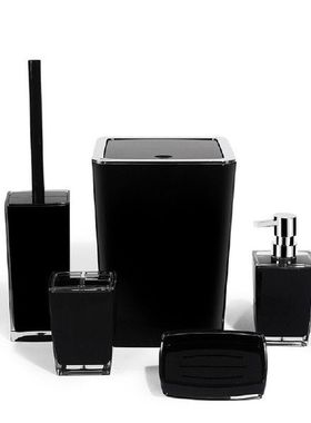 Black Bathroom Set Acrylic Toiletries 5 Piece Set Soap