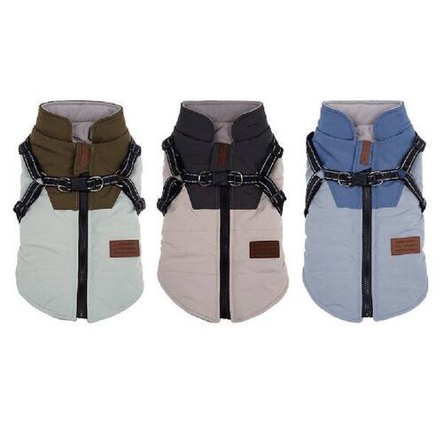 Waterproof Pet Dog Jacket With Harness Winter Warm Dog