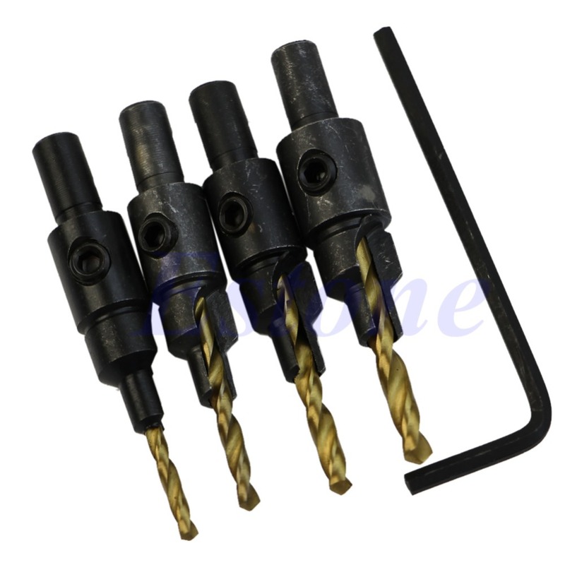4x HSS Countersink Drill Bit Set Quick Change Hex Shank Scre