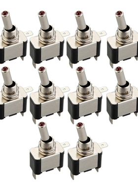 SODIAL(R)10 x Reverse Rocker Switch SPST lever With Red LED