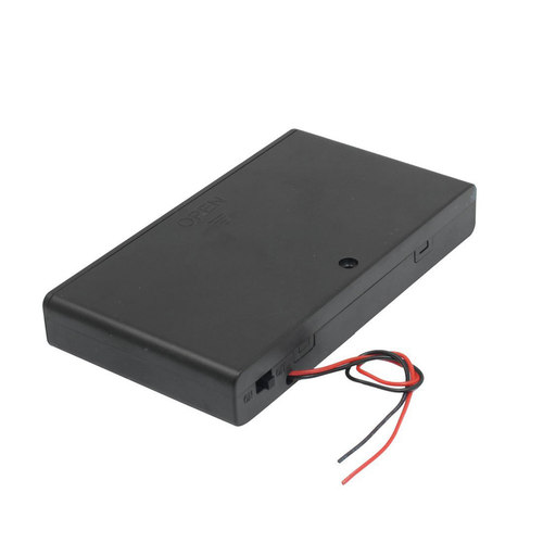 Two Wire Leads ON/OFF Switch Black 8 x 1.5V AA Battery Case