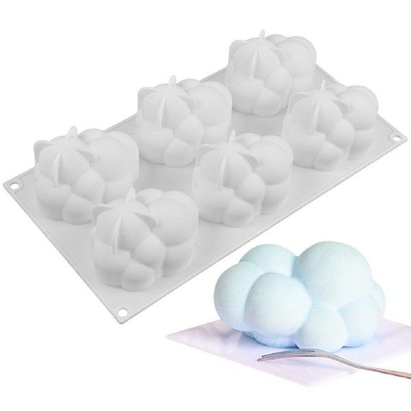 6 Cavities DIY Mousse Cake Mold 3D Cloud Shape Silicone