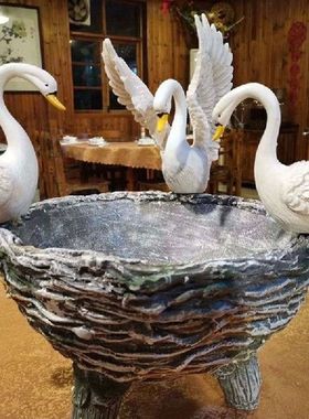 Resin Swan Ornament Creative Micro Landscape Rockery