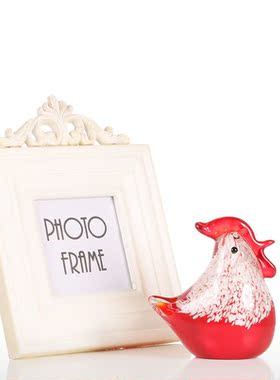 Tooarts Small Chicken Glass Sculpture Home Decor Glass