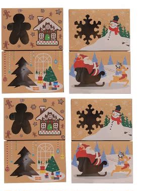 8pcs Kraft Paper Packing Boxes Gingerbread Boxes European