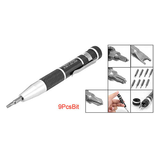 One Pen Handle w 9pcs Precision Screwdriver Bit Set