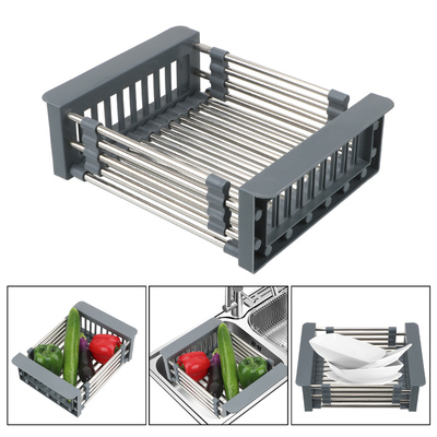 Stainless Steel Adjustable Sink Dish Drainers Drain Basket